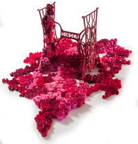 Vista de la obra de arte textil, 'Tejidos' por Eugenia Demarchi.